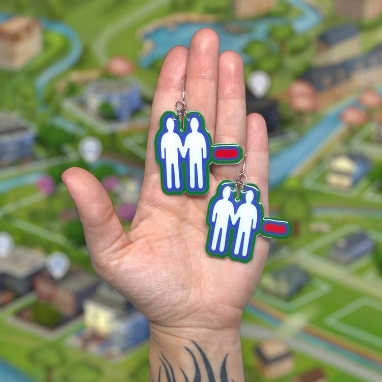 The Sims 4-inspired negative interaction icon resin statement earrings