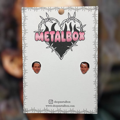 Nicolas Cage face resin stud earrings
