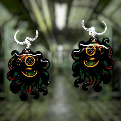 Scuba Diver Octopus Statement Earrings