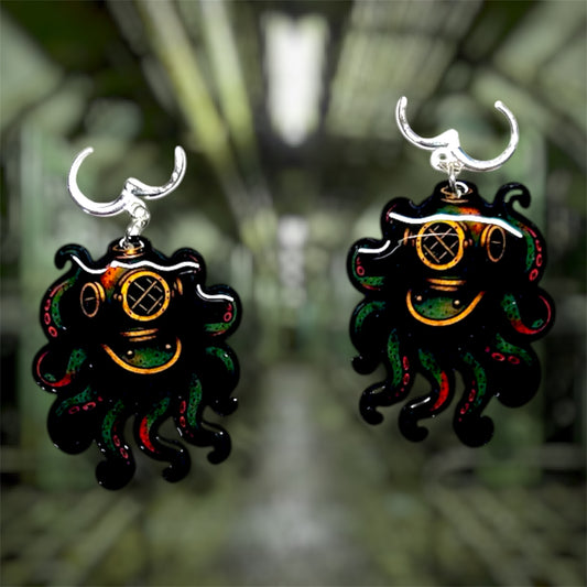 Scuba Diver Octopus Statement Earrings
