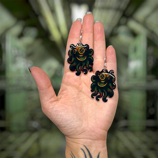 Scuba Diver Octopus Statement Earrings