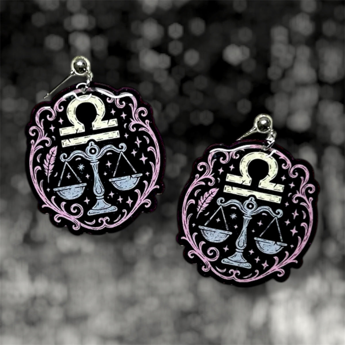 Libra Zodiac Sign Statement Earrings