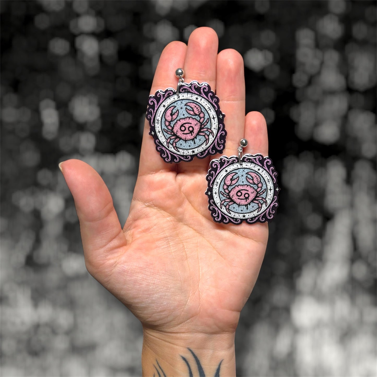 Cancer Zodiac Sign Statement Earrings