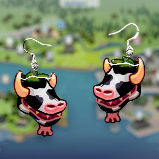 The Sims 4-inspired cowplant icon resin statement earrings