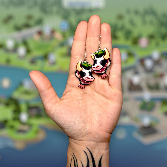 The Sims 4-inspired cowplant icon resin statement earrings