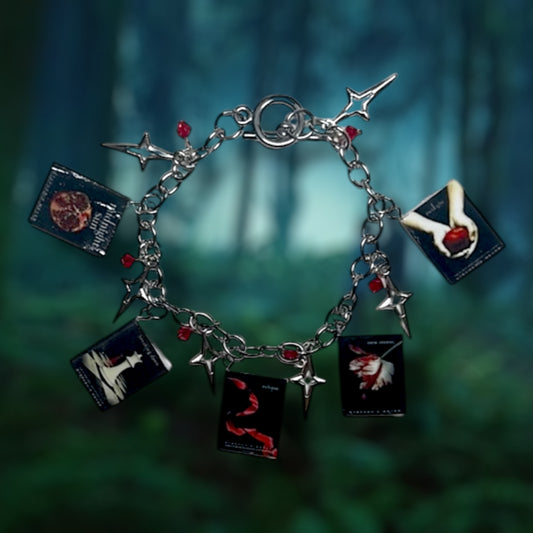 Twilight saga New Moon Eclipse Breaking Dawn Midnight Sun miniature book charm bracelet