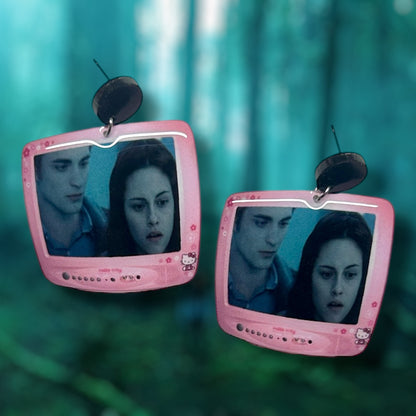 Twilight Edward Cullen Bella Swan forest scene sparkly vampire resin statement earrings