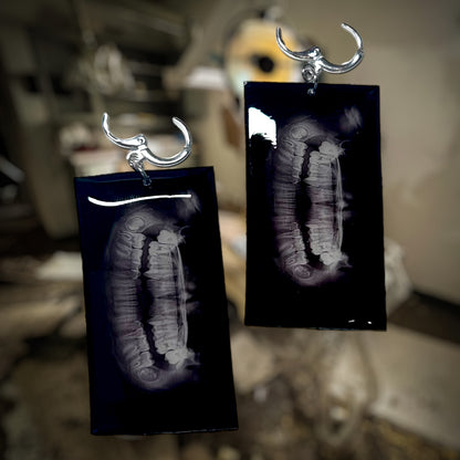 Vampire dental X-ray resin statement earrings