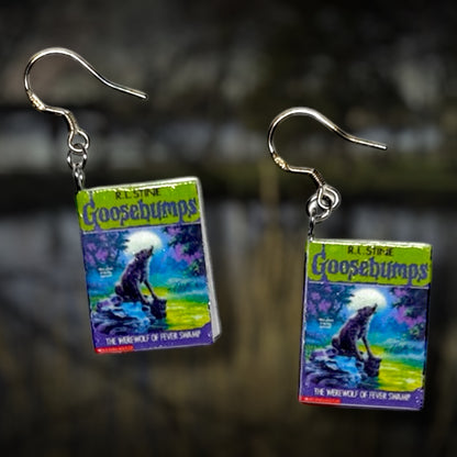 Goosebumps The Werewolf of Fever Swamp miniature book dangle earrings