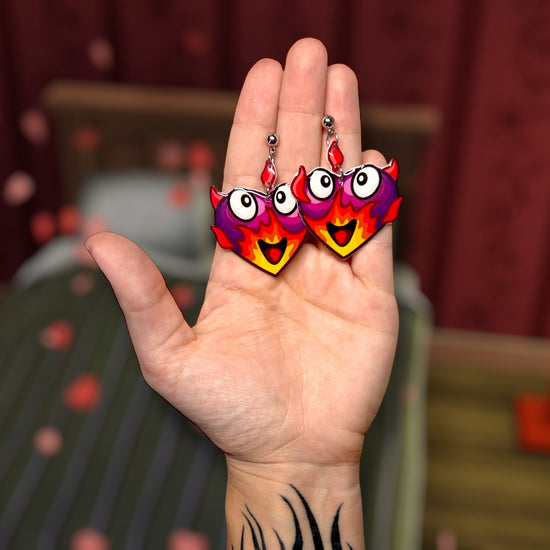 The Sims 4-inspired TS4 woohoo icon heart resin statement earrings