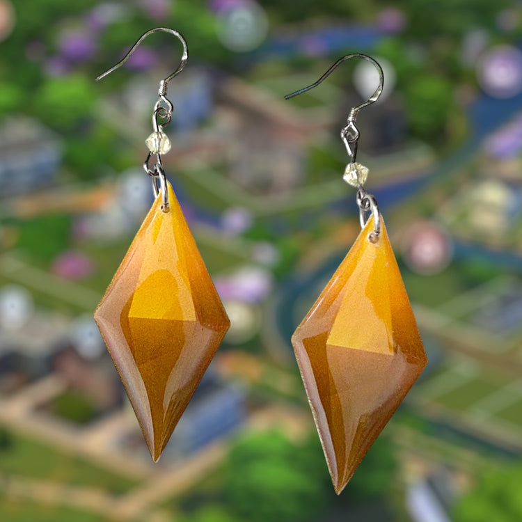 The Sims-inspired yellow plumbob beaded resin statement earrings