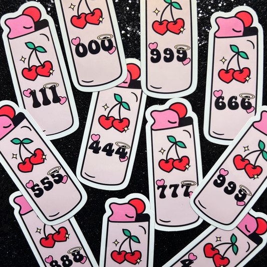 Angel Number Cherry Lighter Vinyl Sticker