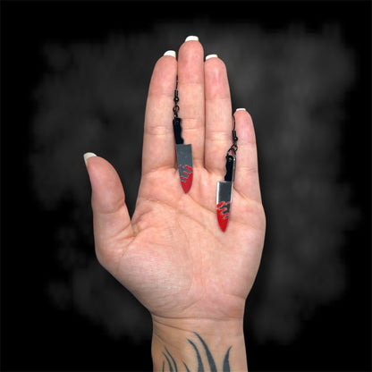 Bloody Butcher Knife Acrylic Statement Earrings