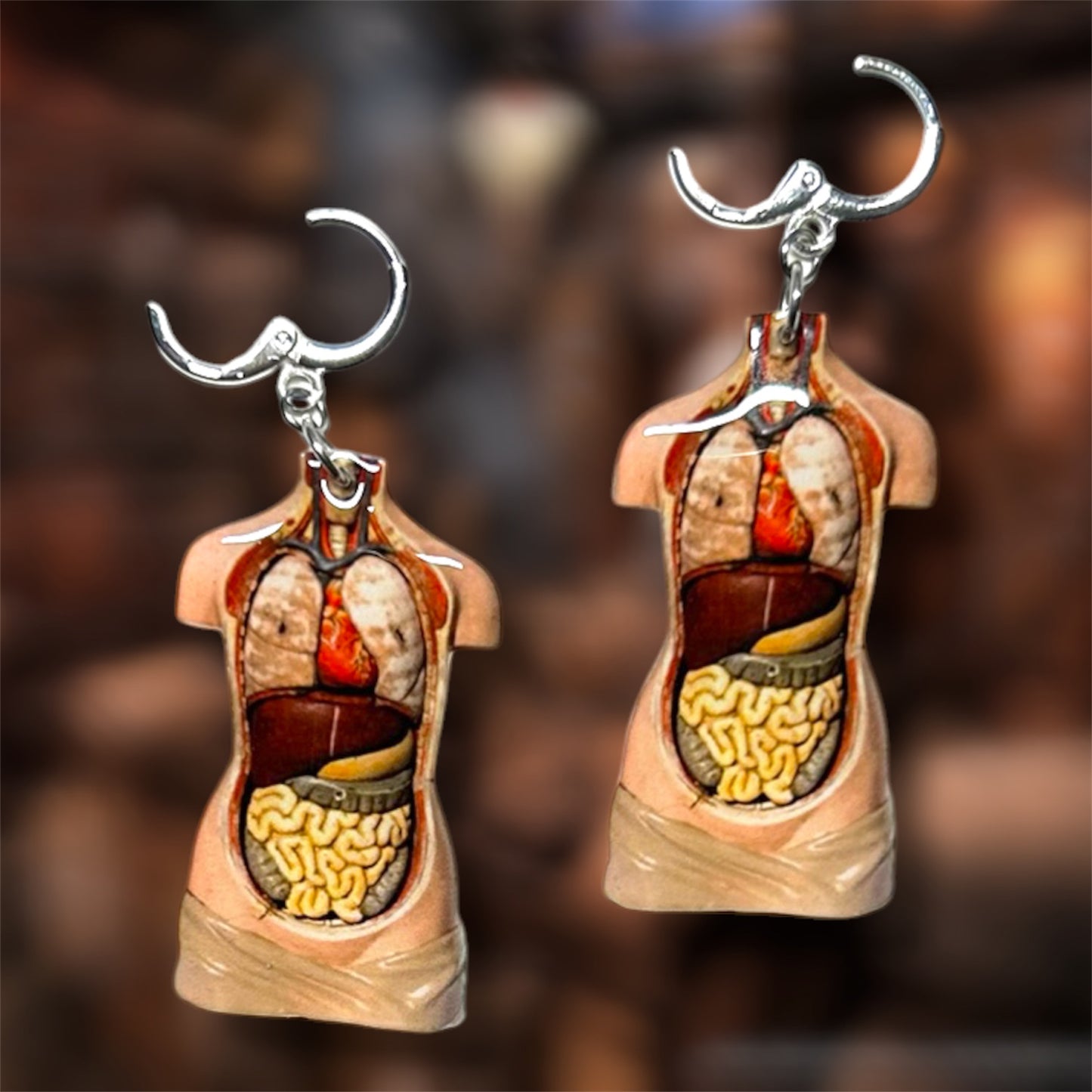 Human Torso Body Model Oddities Statement Earrings