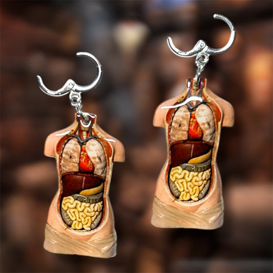 Human Torso Body Model Oddities Statement Earrings