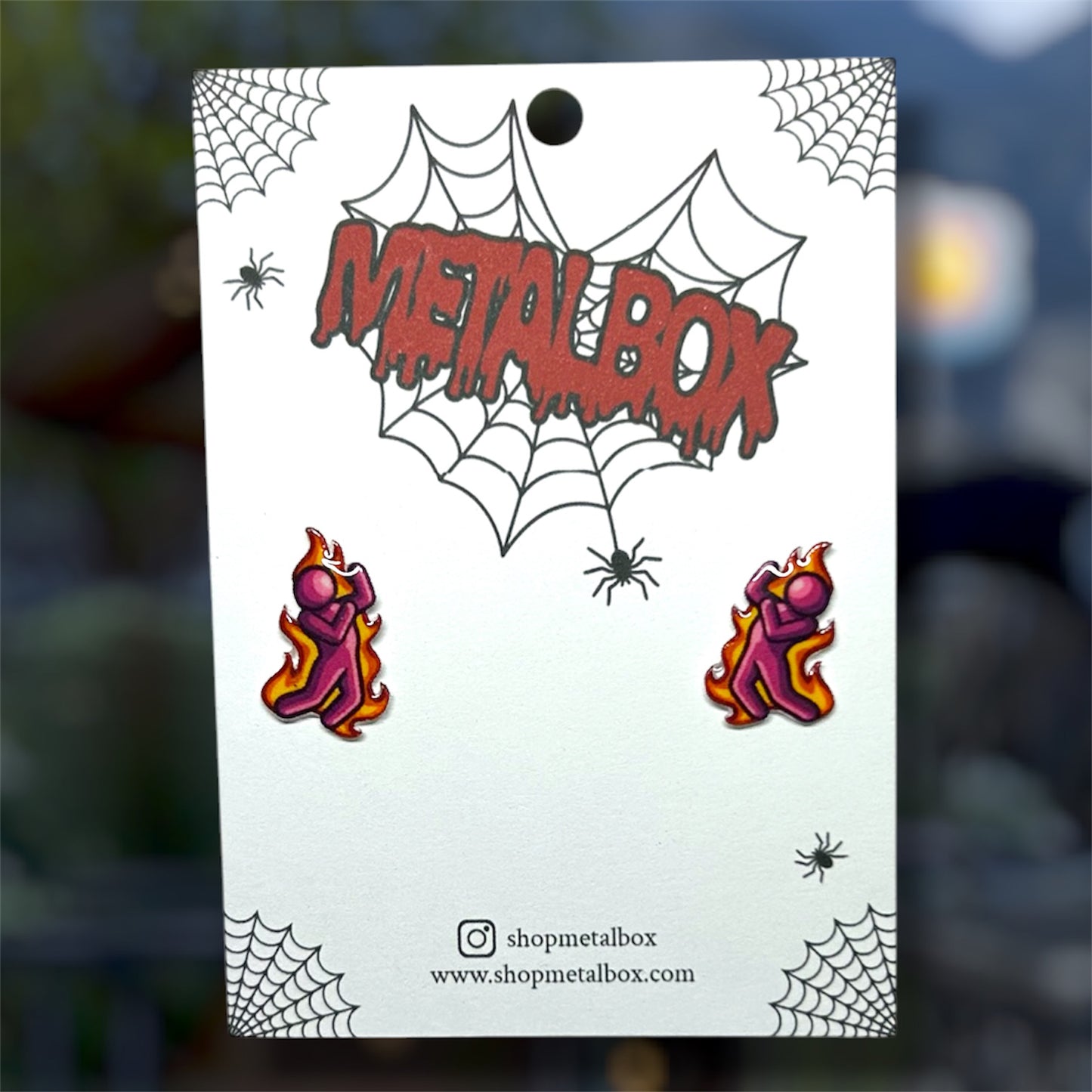 Burning Vampire Icon Stud Earrings