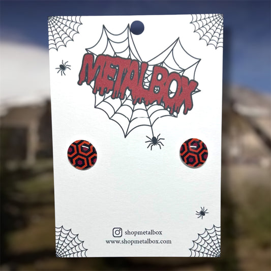 The Shining Overlook Hotel horror carpet resin stud earrings