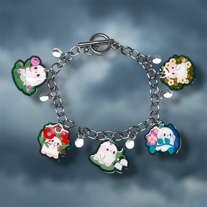 Springtime Ghost Flowery Spooky Cute Charm Bracelet