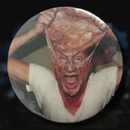 Nightmare on Elm Street Robert Englund behind the scenes Freddy Krueger mask pinback button