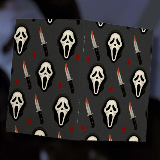Open Scream Ghostface and bloody knife collage pocket notebook