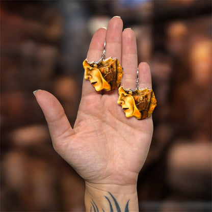 Vintage Human Face Muscular Anatomy Oddities Statement Earrings