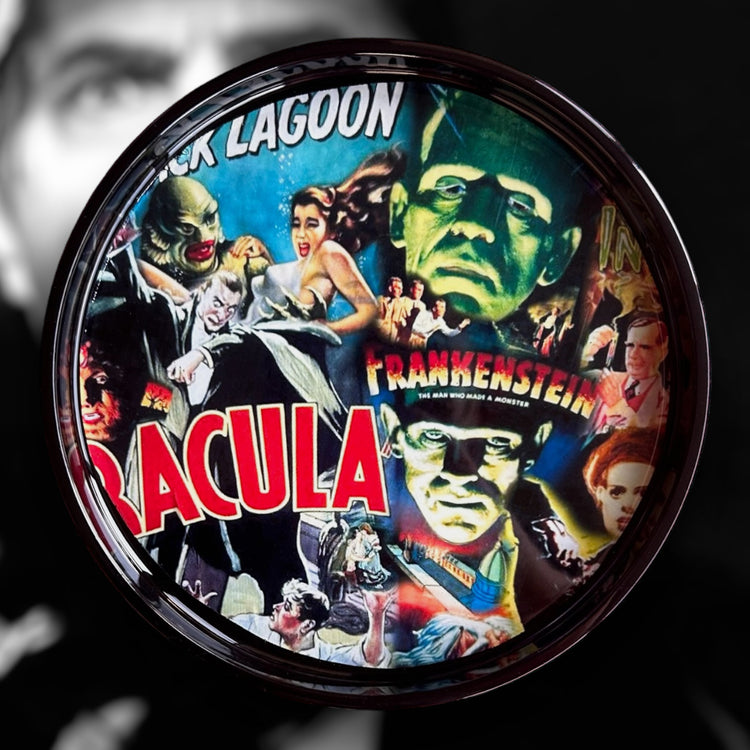 Classic horror Frankenstein Dracula Wolfman Creature from the Black Lagoon round resin trinket dish