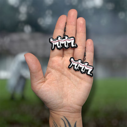 Centipede People Experiment Diagram Horror Statement Earrings