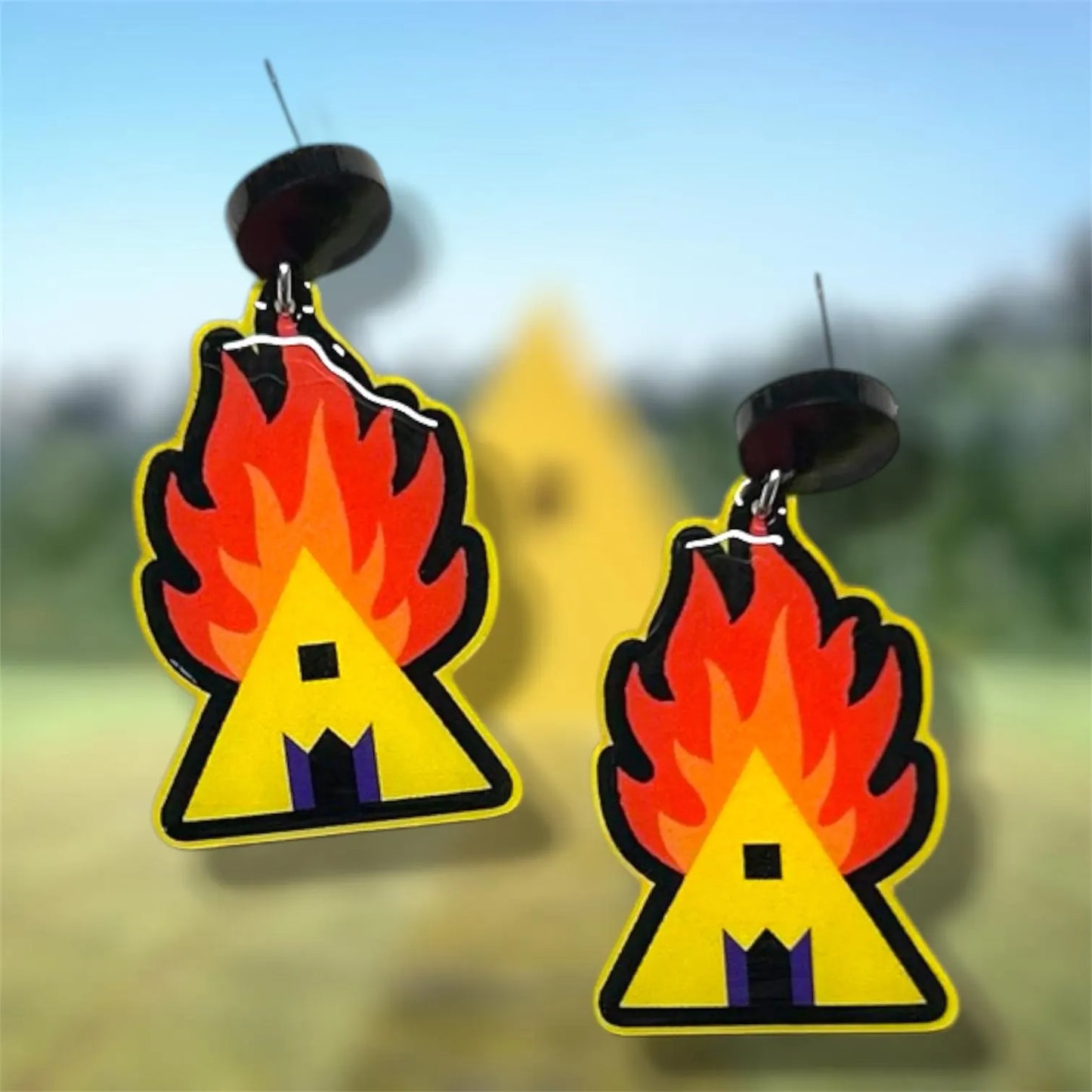 Midsommar Yellow Temple Horror Statement Earrings