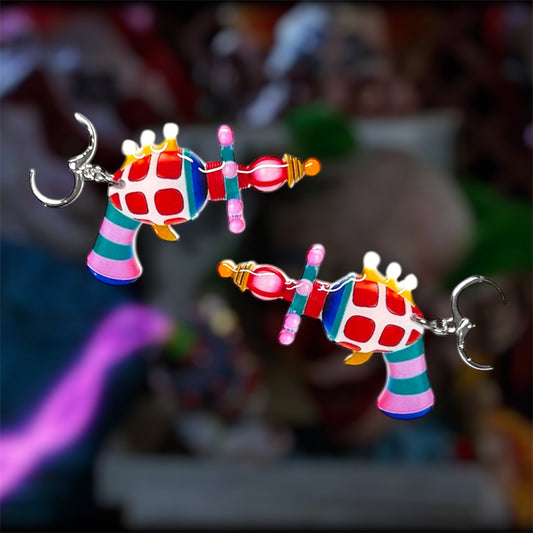 Killer Klowns from Outer Space alien ray gun horror resin dangle earrings