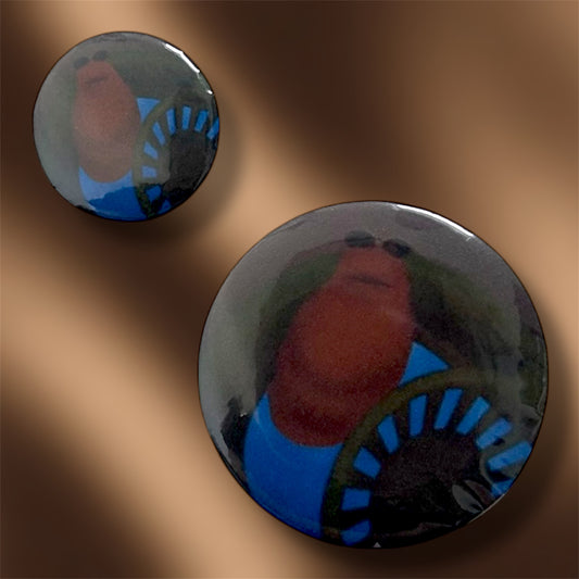 Marcus the Worm TikTok meme mop bucket pinback button
