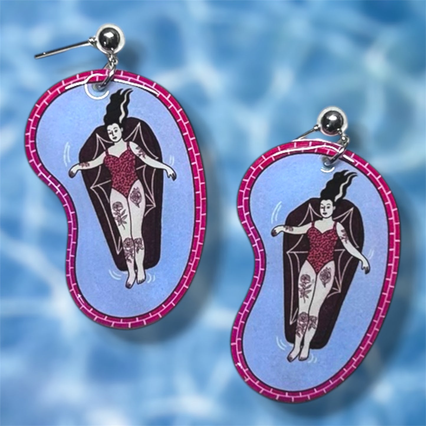 Pool Goth Summerween Statement Earrings