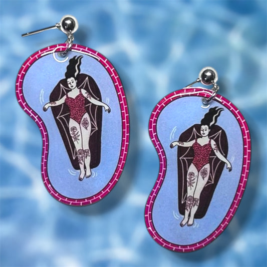 Pool Goth Summerween Statement Earrings