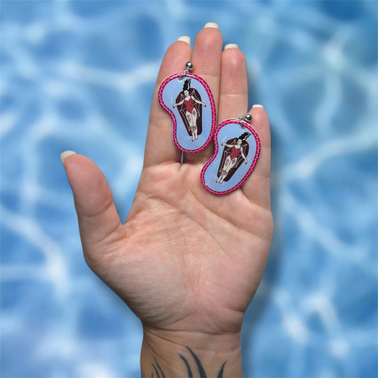 Pool Goth Summerween Statement Earrings