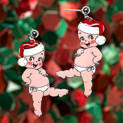 Santa Hat Kewpie Christmas Statement Earrings