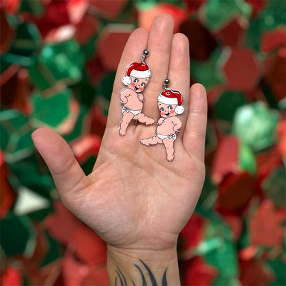 Santa Hat Kewpie Christmas Statement Earrings