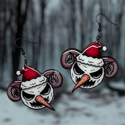 Demon Santa Snowman Creepmas Statement Earrings