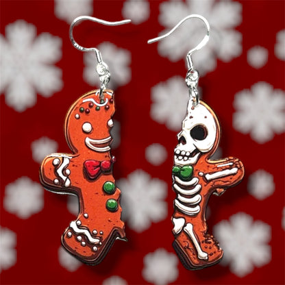 Skeleton Gingerbread Creepmas Statement Earrings