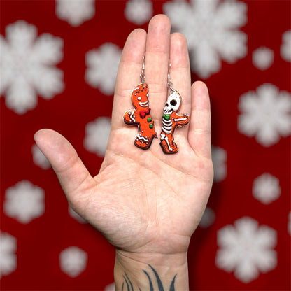 Skeleton Gingerbread Creepmas Statement Earrings
