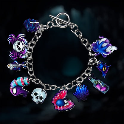 Dark mermaid scary ocean oddities charm bracelet