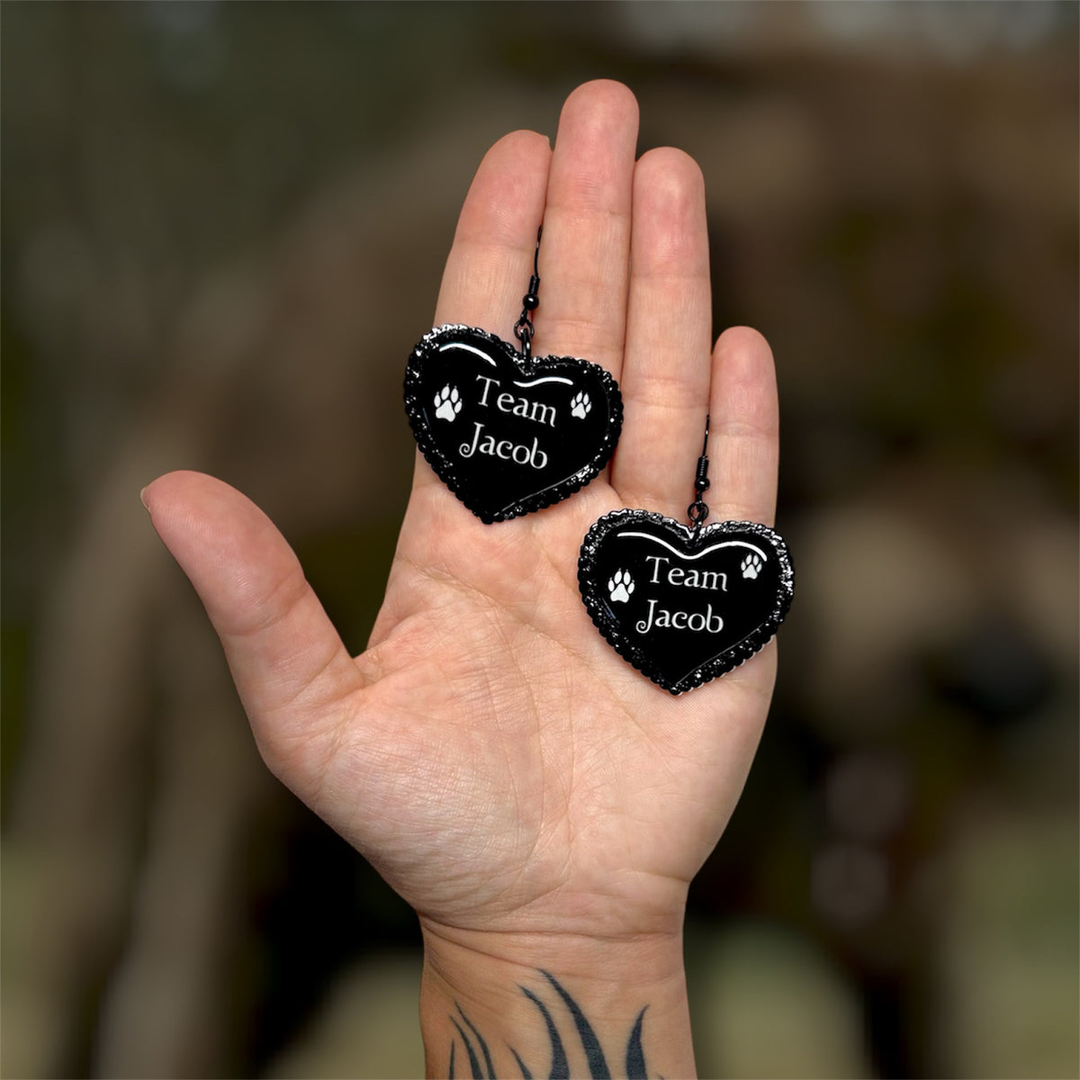 Team Jacob Heart-Shaped Statement Earrings