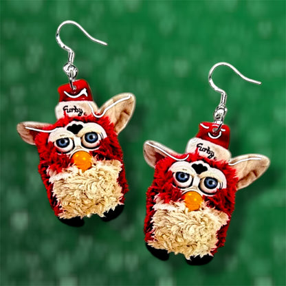 Christmas Furby Santa Hat Statement Earrings