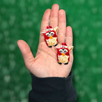 Christmas Furby Santa Hat Statement Earrings