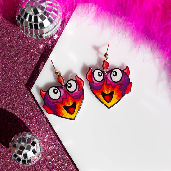 The Sims 4 woohoo icon heart resin statement earrings