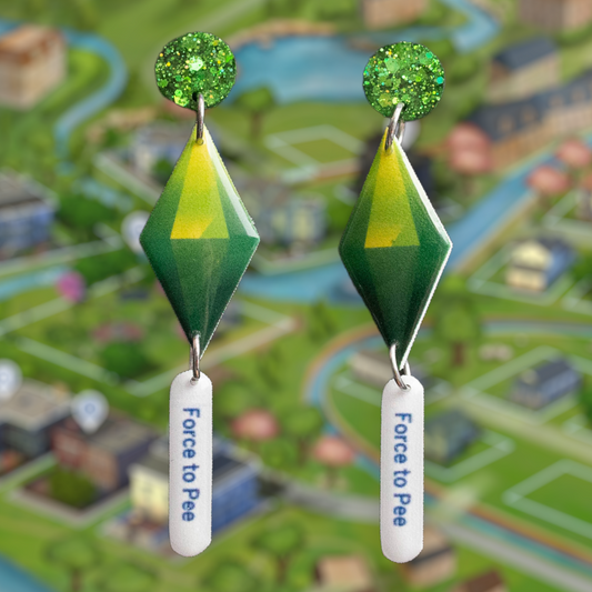 The Sims 4 plumbob interaction bubble glitter resin statement earrings