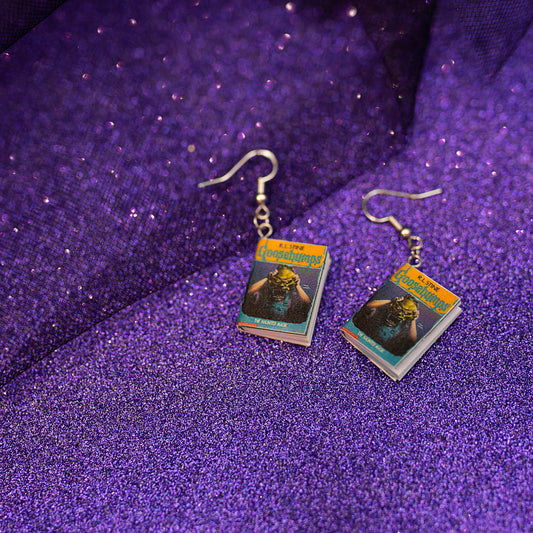 classic Goosebumps The Haunted Mask miniature book statement dangle earrings